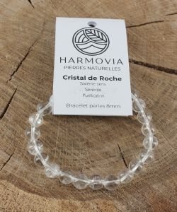 Bracelet Cristal de Roche - Perles 8mm, 1 pièce